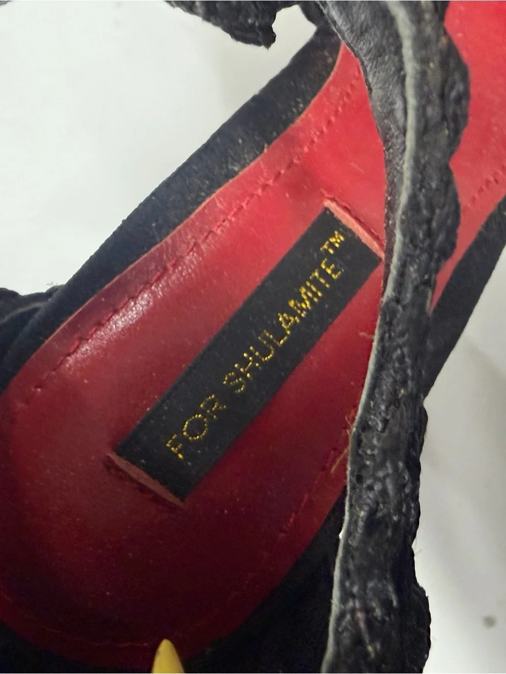 Black CrystEmbellished T-Strap High Heel piece of art 5 L45-A11
